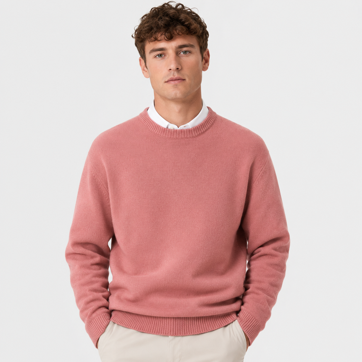 Men's Cashmere Blend Sweater - Crew Neck Long Sleeve