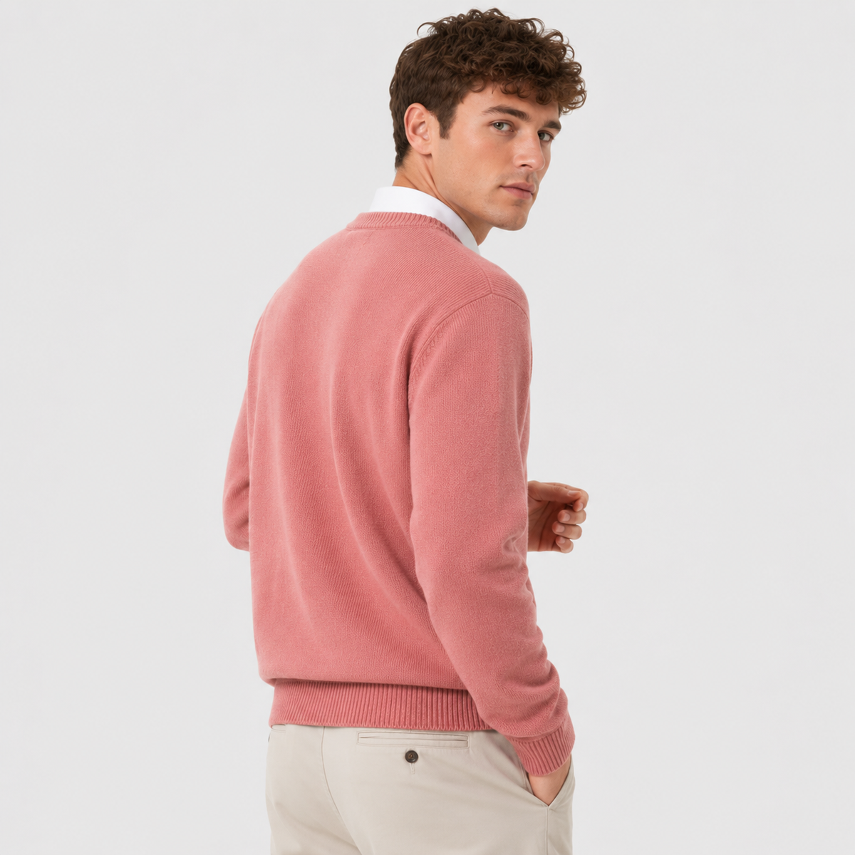 Men's Cashmere Blend Sweater - Crew Neck Long Sleeve