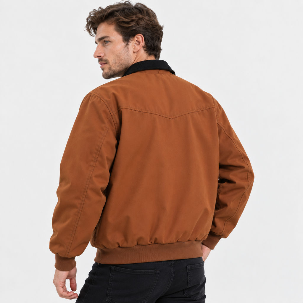 Men’s Vintage Workwear Jacket Lapel Collar Retro Flight Coat