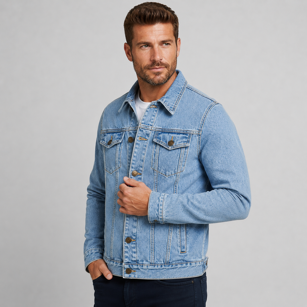 Men's Denim Jacket - Cotton Hooded Button Front