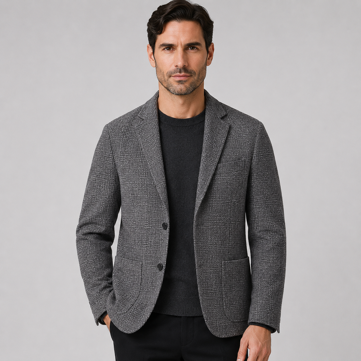 Men's Plaid Blazer - British Style Single-Breasted Jacket