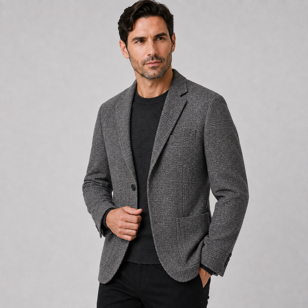 Men's Plaid Blazer - British Style Single-Breasted Jacket