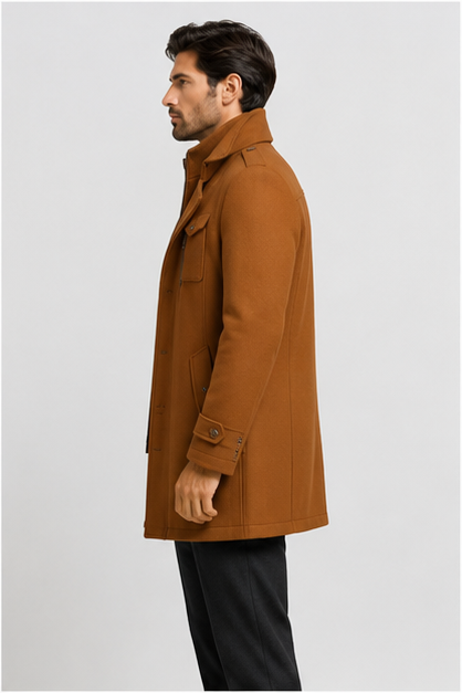 Men’s Classic Wool Blend Double-Collar Winter Coat