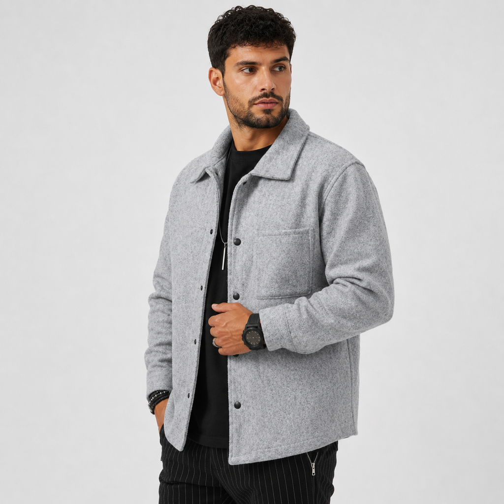 Men's Brushed Jacket - Polyester Rayon Loose Fit
