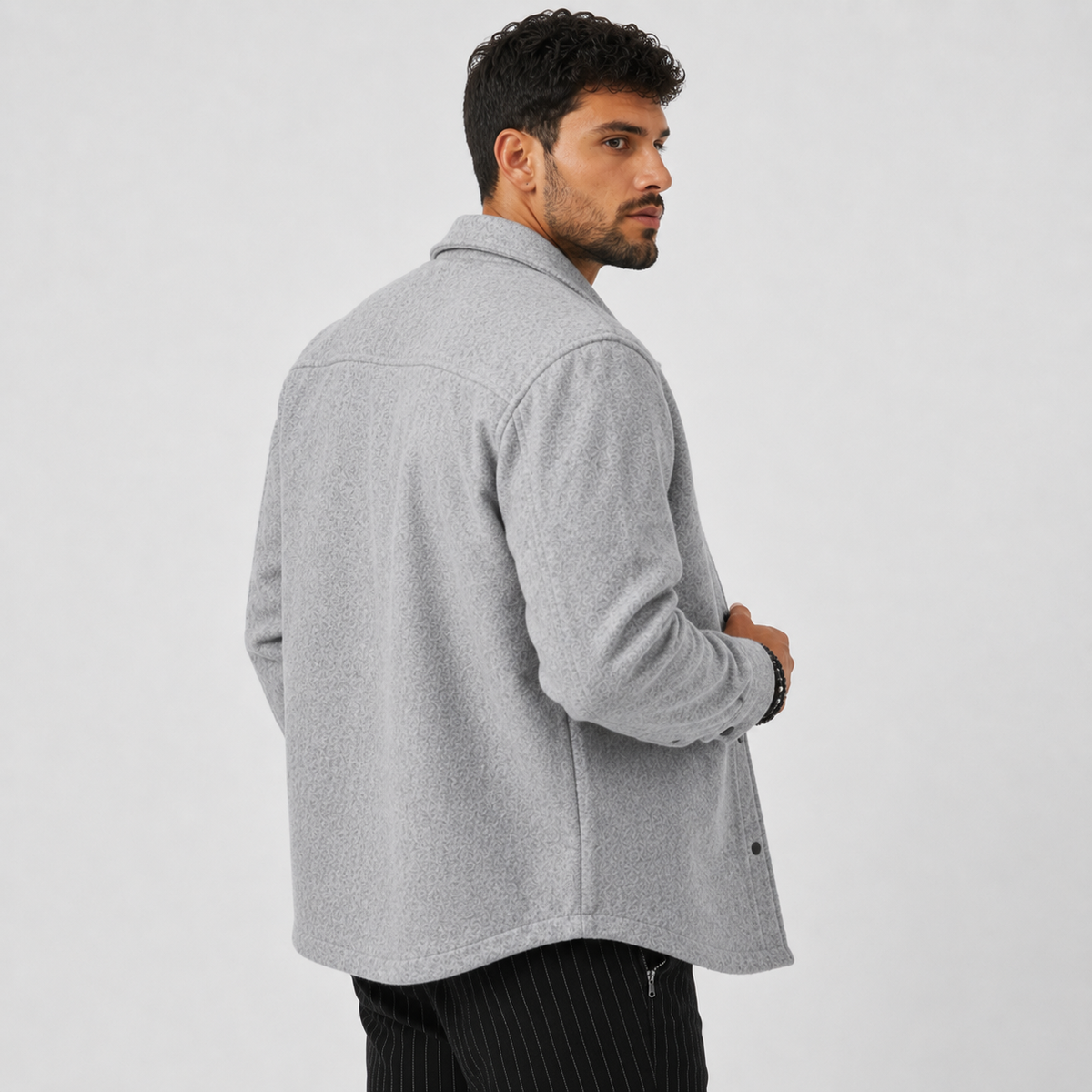 Men's Brushed Jacket - Polyester Rayon Loose Fit