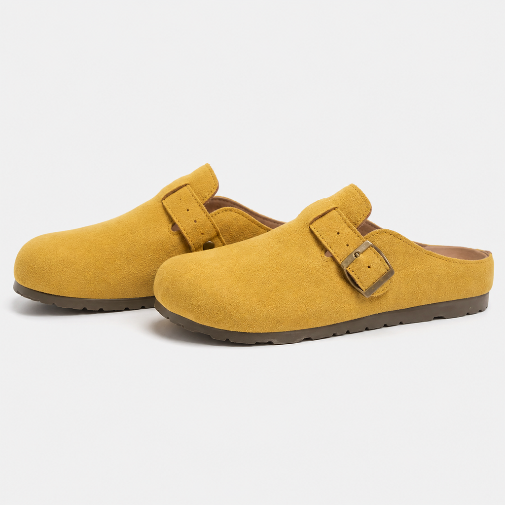 Unisex Faux Suede Mules - Buckle Flat Slip-On Shoes