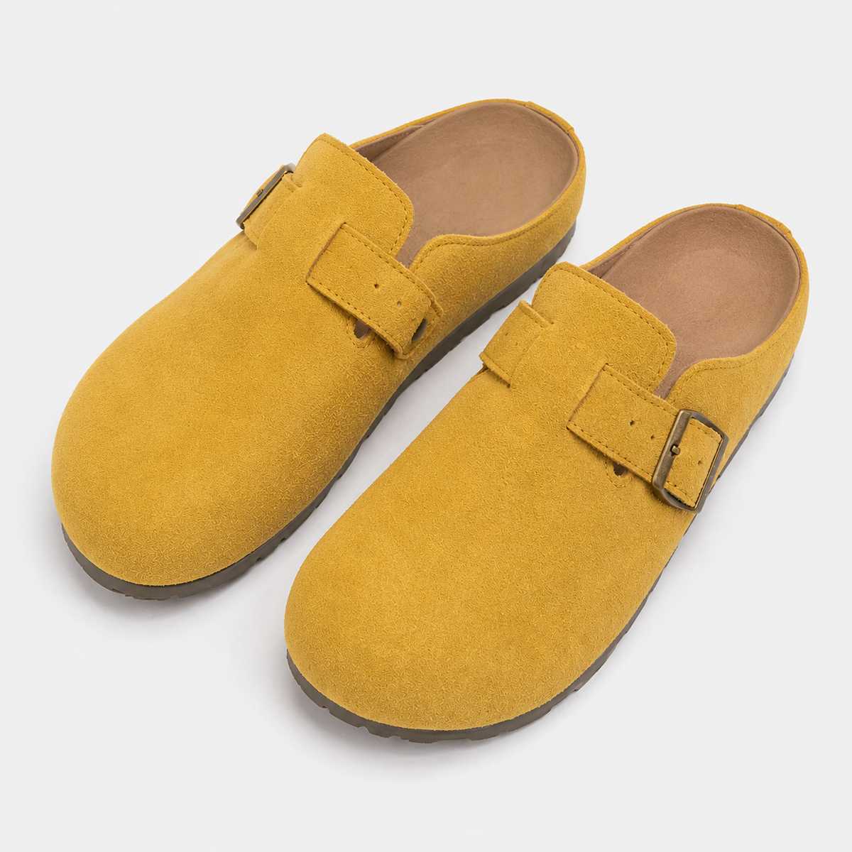 Unisex Faux Suede Mules - Buckle Flat Slip-On Shoes